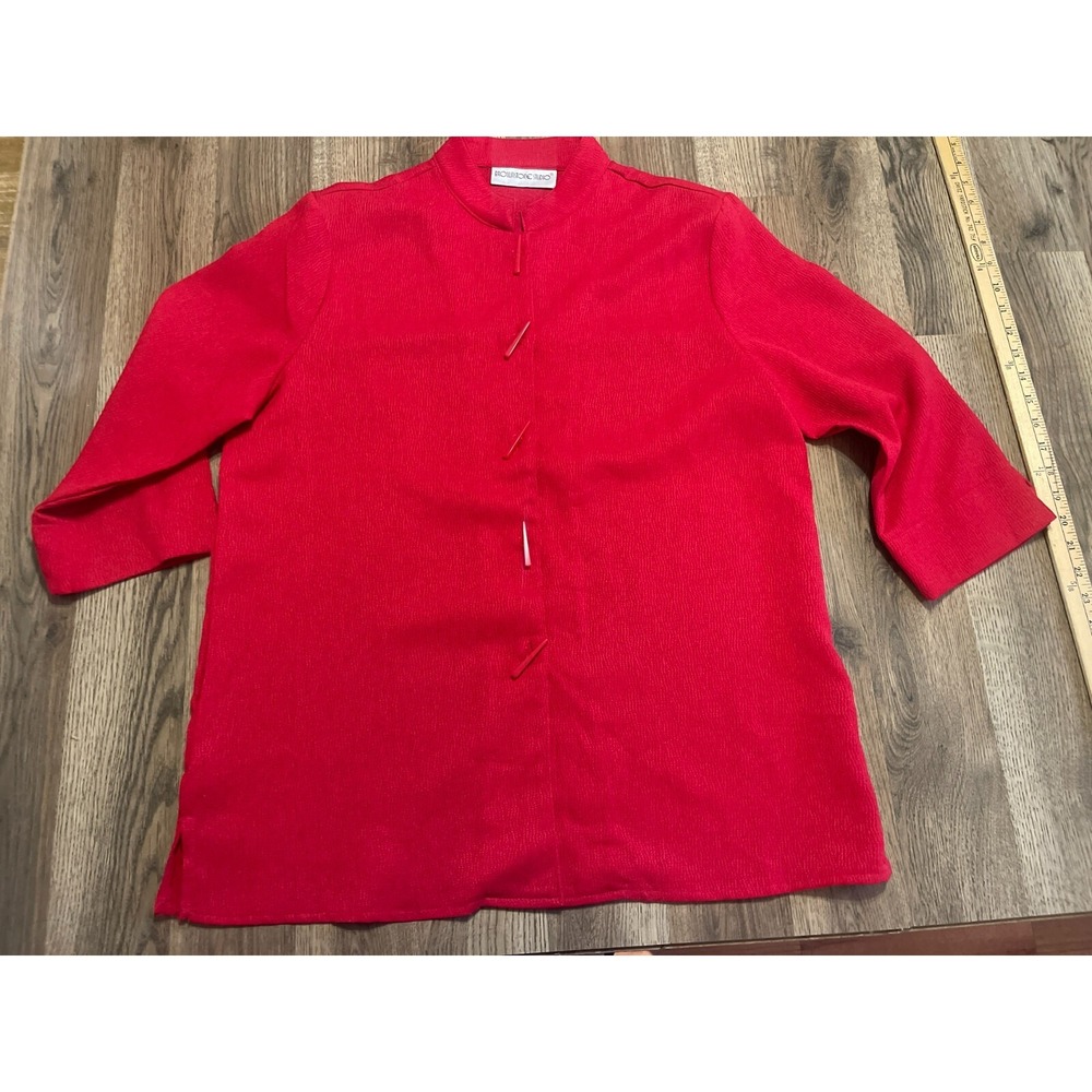 Brown Stone Studio Shirt, Mens Size Large, Red, Chinese, Kung Fu Uniform Tai Chi